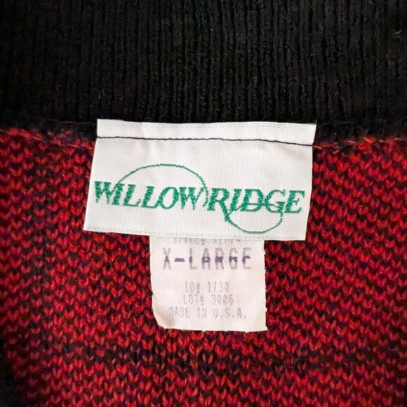 WILLOW RIDGE Red/Black Long Sleeve Button Short Sweater Cardigan; Size XL - Picture 3 of 4